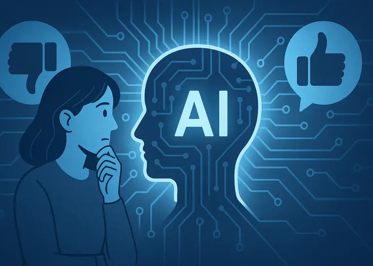 Zwischen Vertrauen und Zweifel: Wie KI unsere Entscheidungen leise mitprägt (Symbolbild: Chat GPT).