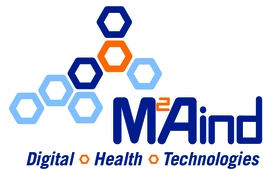 Image of the M2Aind logo with the three words Digital , Health and Technologies underneath.